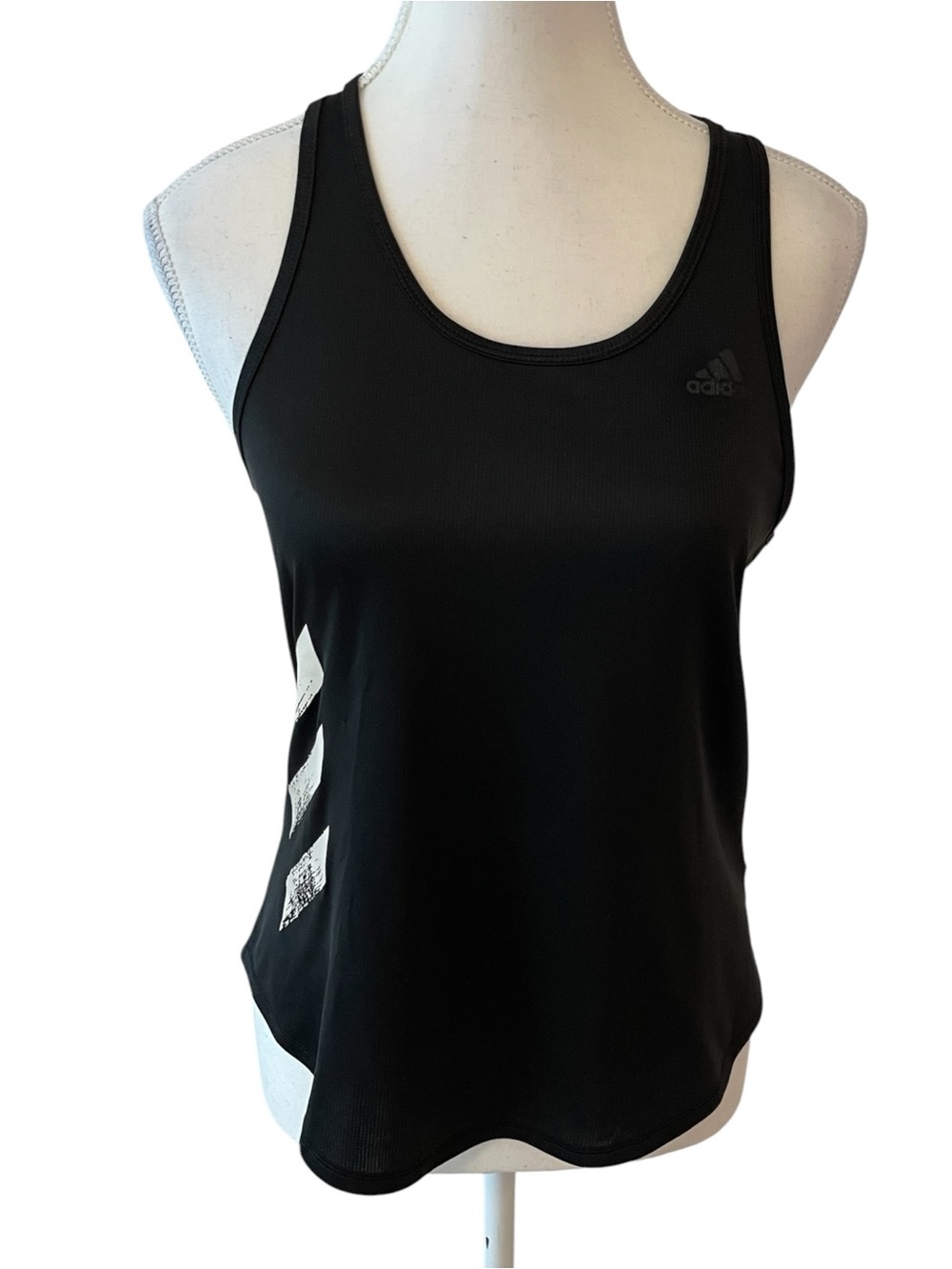 adidas Black Racerback Tank with White Side Chevron Size Small